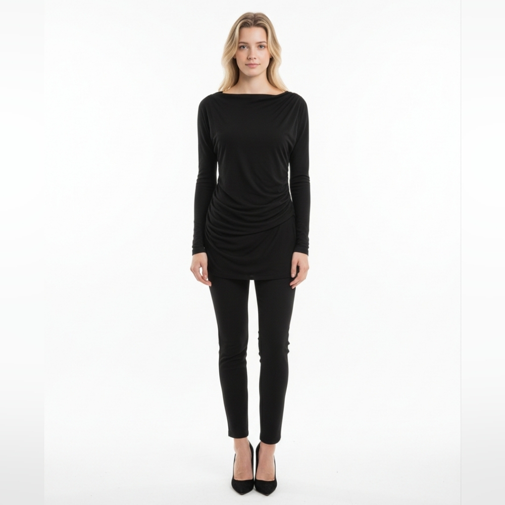 Adrianna Papell Black Long Sleeve Tunic Size Medium
